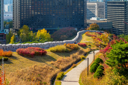 Photography Namsan City Wall and park at seoul, south korea