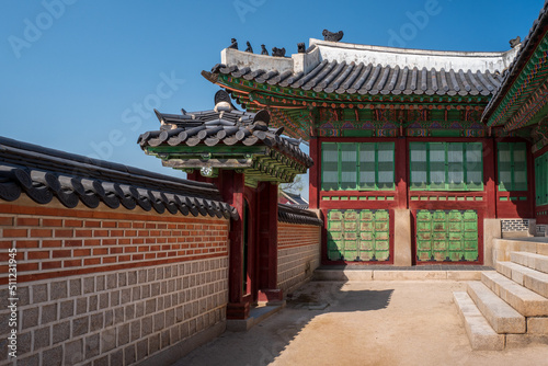 Side view of Cheongyeonru, in Gyeongbokgung Palace, Seoul, South Korea. photo