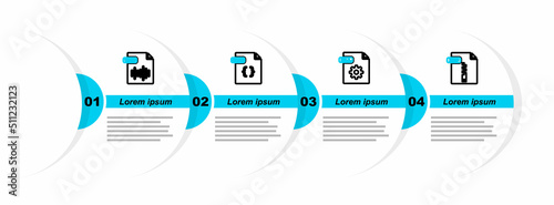 Set line ZIP file document, DLL, CSS and WAV icon. Vector