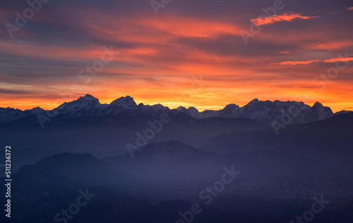Vivid sunset in the mountains