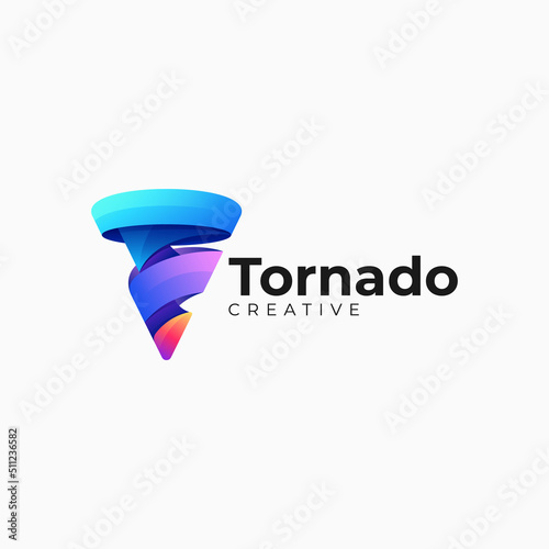 Vector Logo Illustration Tornado Gradient Colorful Style.