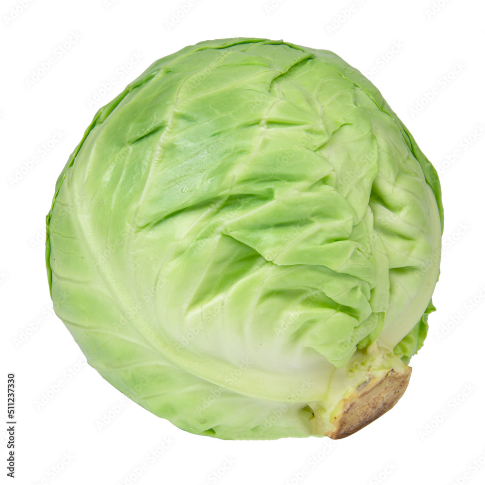 Green natural cabbage head isolated on the white background Green natural cabbage head isolated on the white background