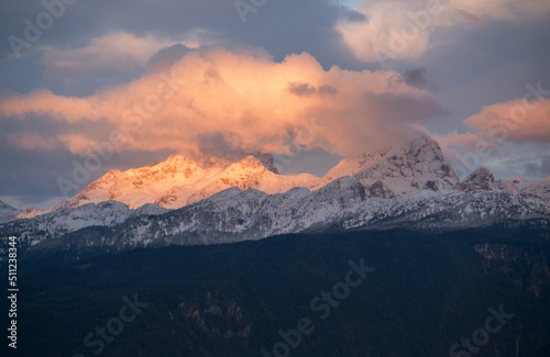 Fototapeta Naklejka Na Ścianę i Meble -  First snow on Mount Triglav in the Julian Alps