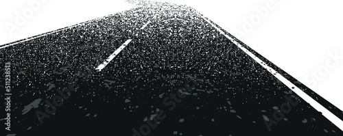Grunge textured curved road . Fog, snow on the road. Retro design element .Distress vector texture .