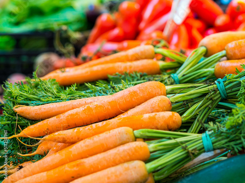fresh vegetables on the market, fresh carrots