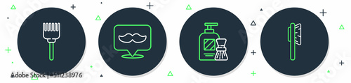 Set line Barbershop, Shaving gel foam and brush, Hairbrush and icon. Vector