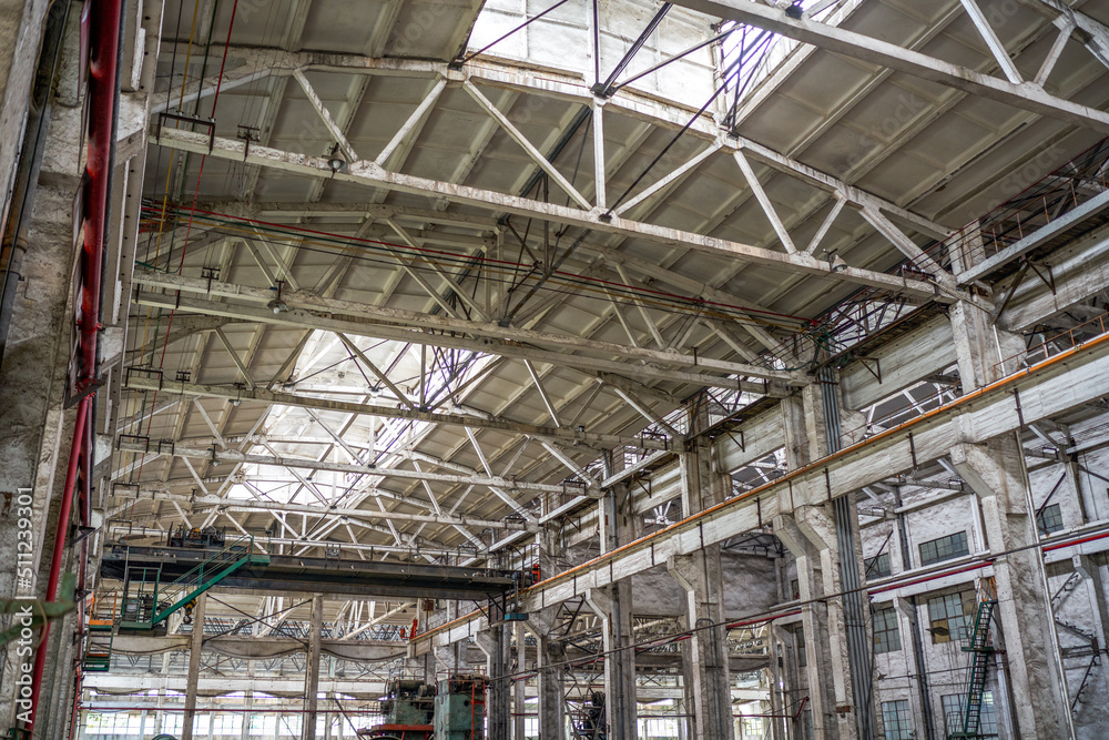 An abandoned steel frame structure automobile production workshop An abandoned steel frame structure automobile production workshop