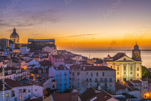 skyline of lisbon, the capital of portugal at night