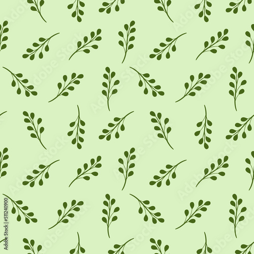 Green leaf patter, seamless vector background