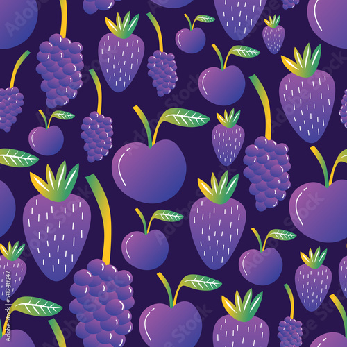 Blue fruit seamless pattern...