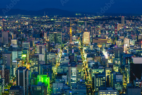 Fotografía night view of nagoya with nagoya tower in aichi, japan