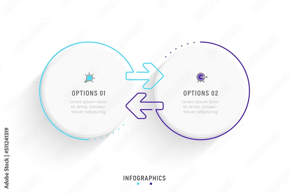 Naklejka premium Vector Infographic label design template with icons and 2 options or steps. Can be used for process diagram, presentations, workflow layout, banner, flow chart, info graph.