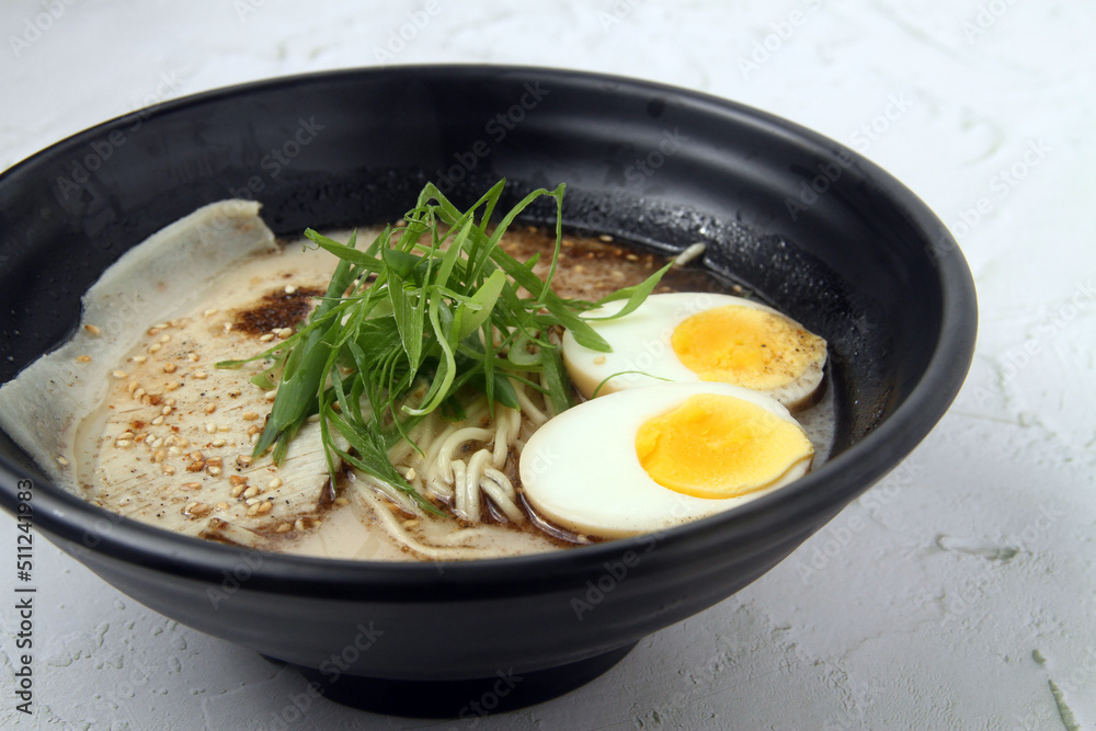 Freshly cooked Japanese food called Tonkotsu Black Freshly cooked Japanese food called Tonkotsu Black