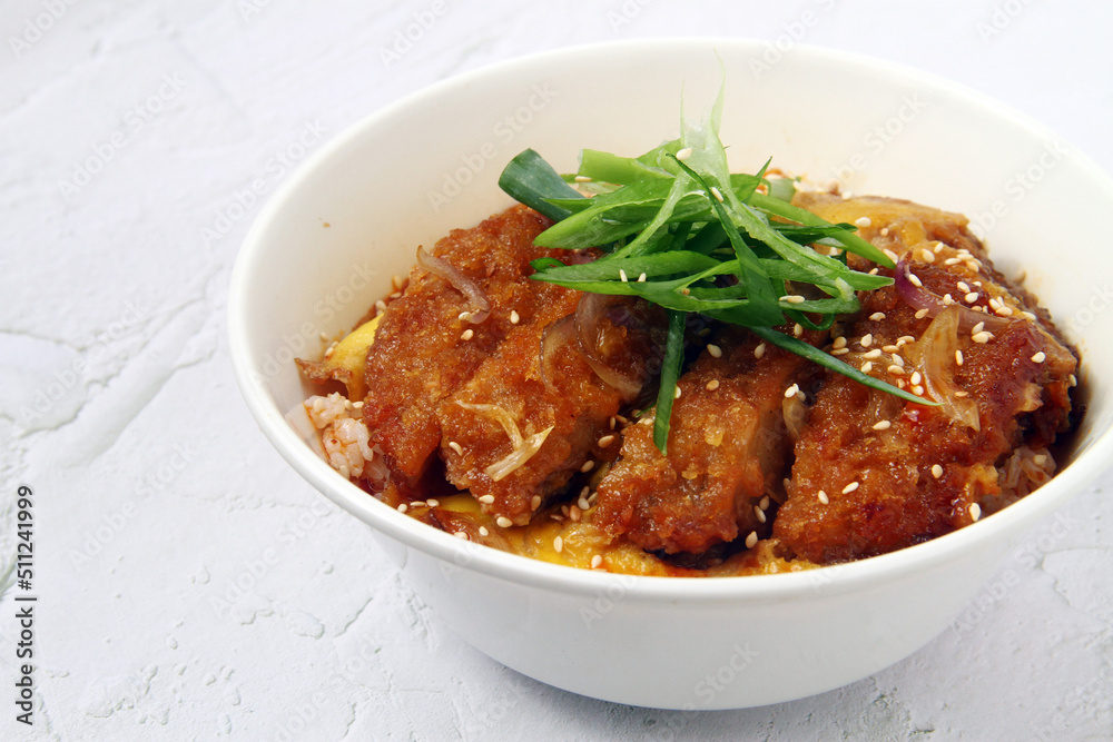 Freshly cooked Japanese food called Pork Katsudon Freshly cooked Japanese food called Pork Katsudon