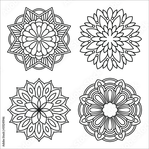 Simple mandala design for coloring. Vector floral mandala. Geometric ornamental mandalas