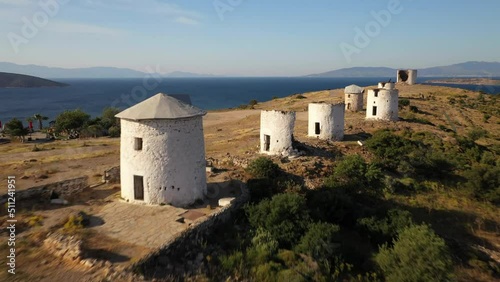 The windmills of Bodrum are famous landmarks of the whole Bodrum Peninsula. They are mostly situated on top of a hill between central Bodrum and nearby holiday resort Gumbet. photo