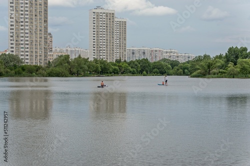Boating in the city park on the pond on June 13, 2022 in Moscow