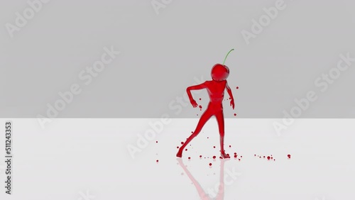 The Cherry Man Dance, Animation.Full HD 1920×1080. 09 Second Long.Transparent Alpha Video..