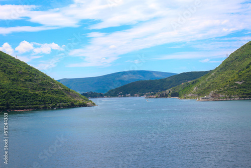 Boka Kotorska view  in Montenegro background clouds