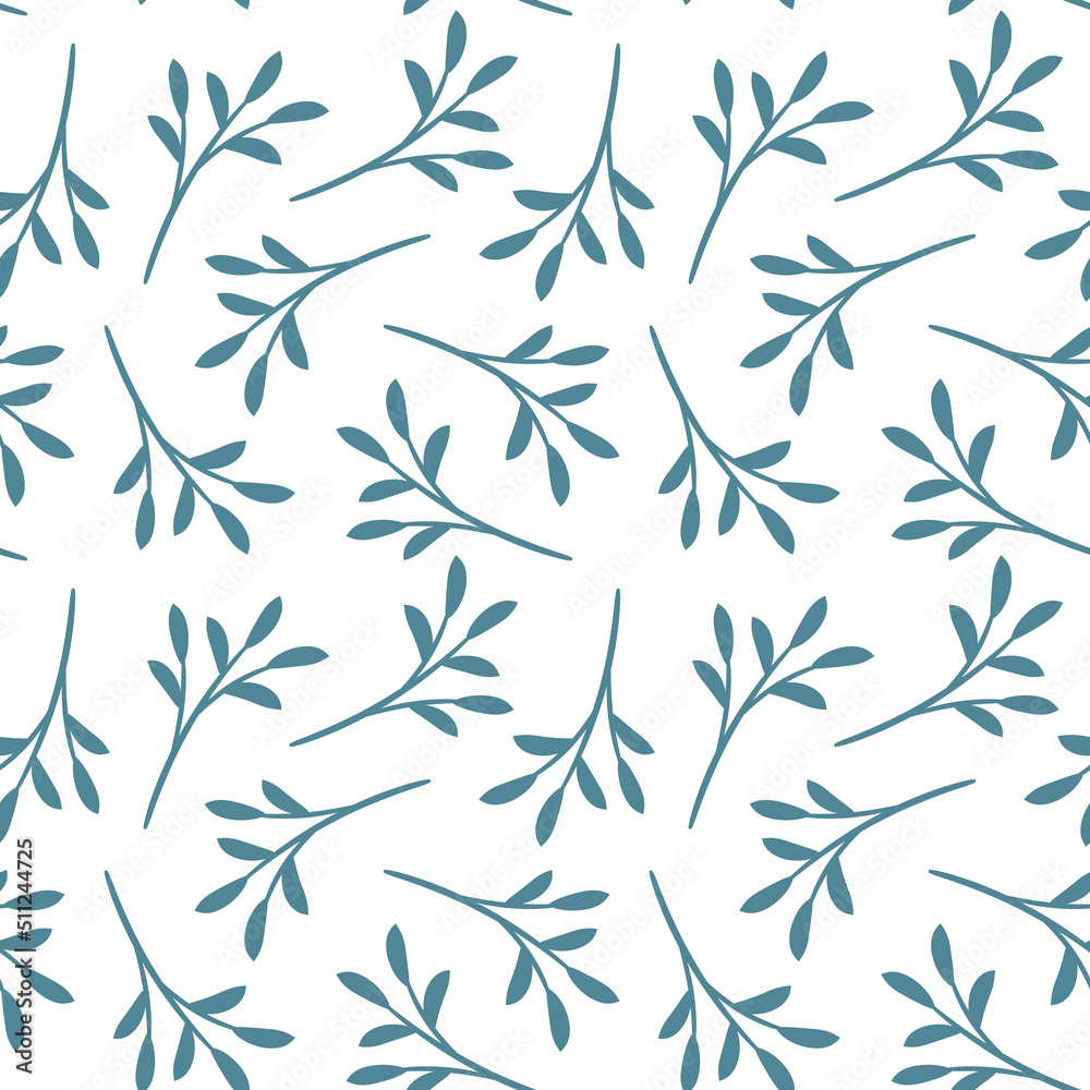 Blue leaves seamless vector pattern