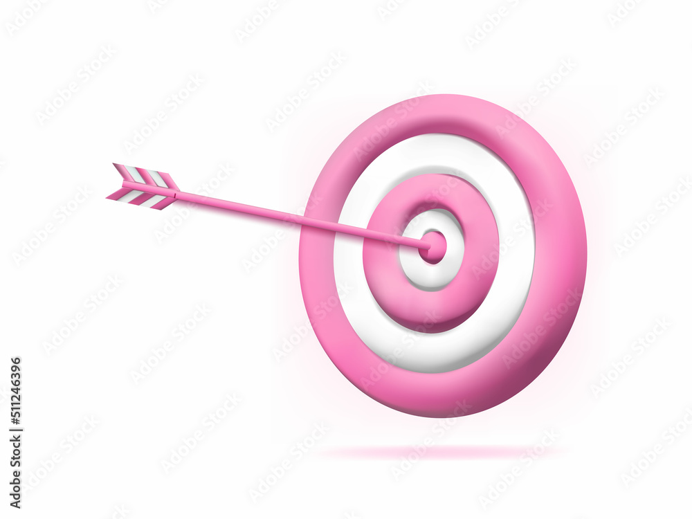 Targeting the business. Realistic 3d design red target and arrows. Vector illustration