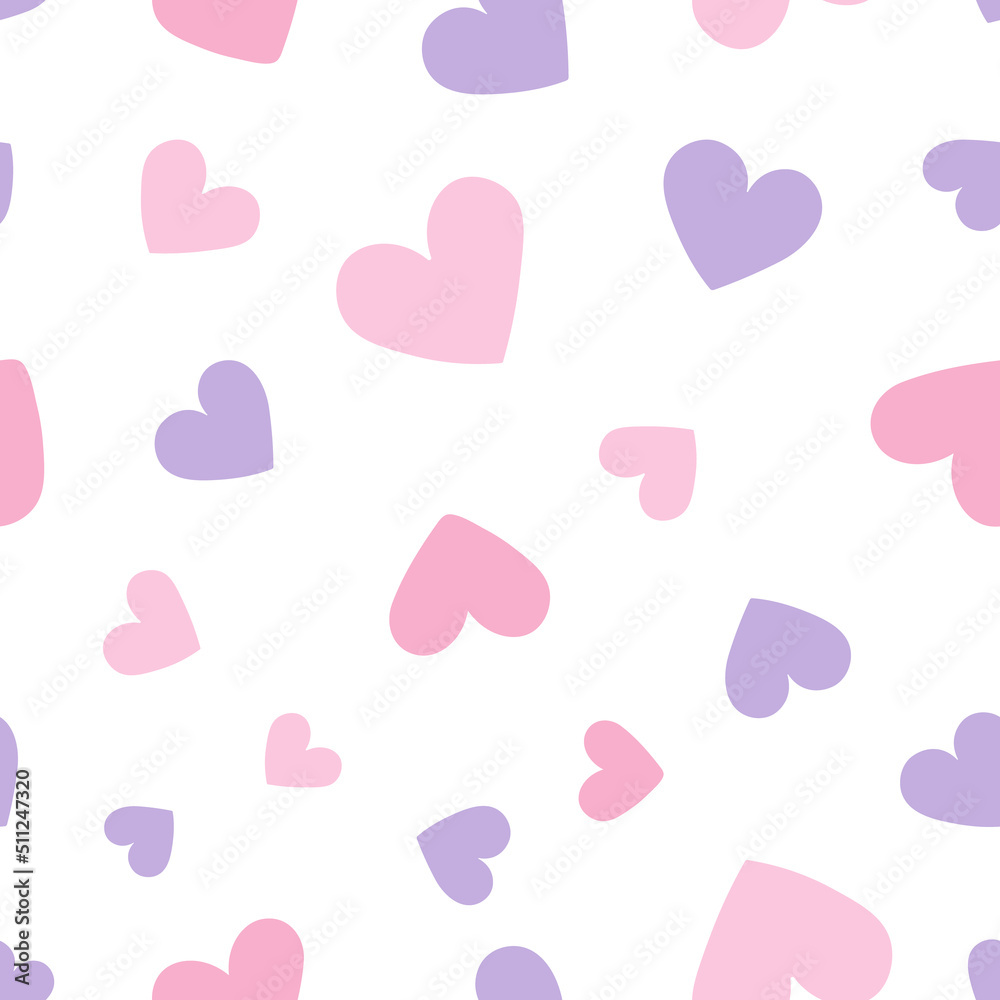Seamless repeat pattern with colorful hearts