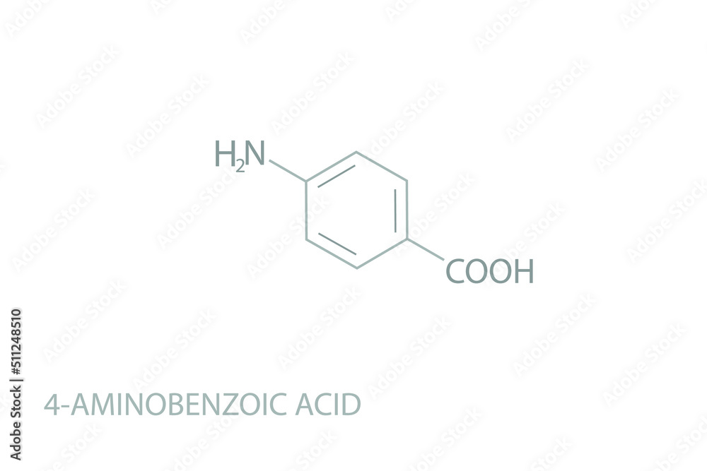 Fototapeta premium 4-aminobenzoic acid molecular skeletal chemical formula. 