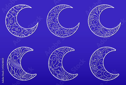 crescent moon hand drawing vector zentangle illustration design