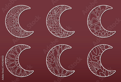 crescent moon hand drawing vector zentangle illustration design