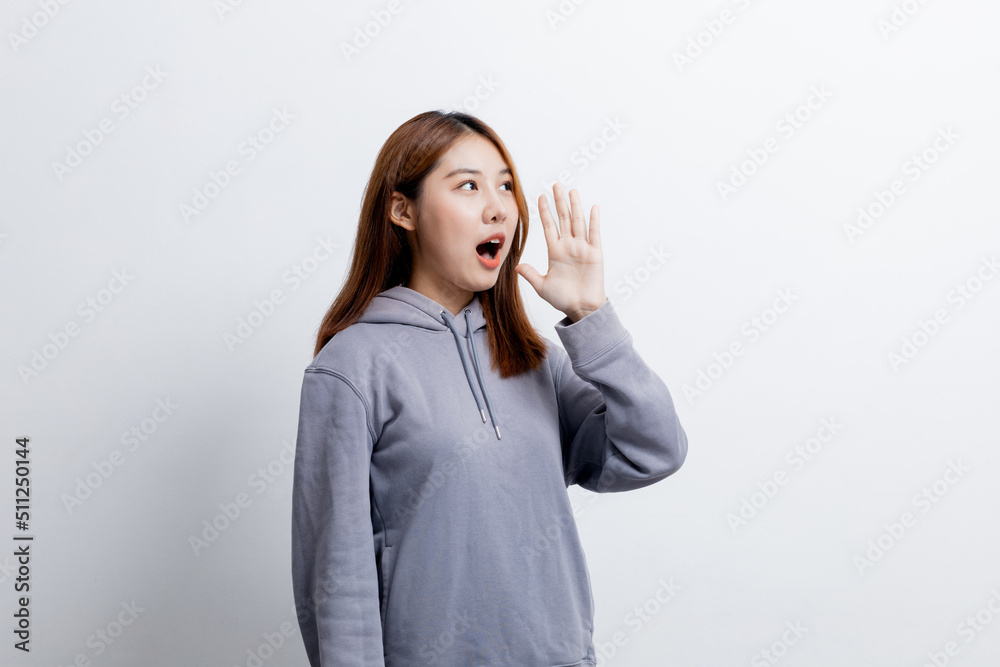 Beautiful Asian woman gesturing for advertisement editing on isolated background, portrait concept used for advertisement and signage, isolated over white background, copy space. Beautiful Asian woman gesturing for advertisement editing on isolated background, portrait concept used for advertisement and signage, isolated over white background, copy space.