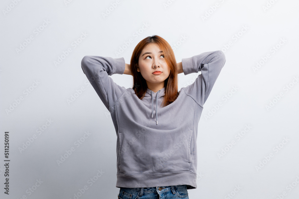 Beautiful Asian woman gesturing for advertisement editing on isolated background, portrait concept used for advertisement and signage, isolated over white background, copy space. Beautiful Asian woman gesturing for advertisement editing on isolated background, portrait concept used for advertisement and signage, isolated over white background, copy space.