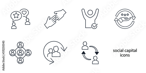 Social capital icons set . Social capital pack symbol vector elements for infographic web