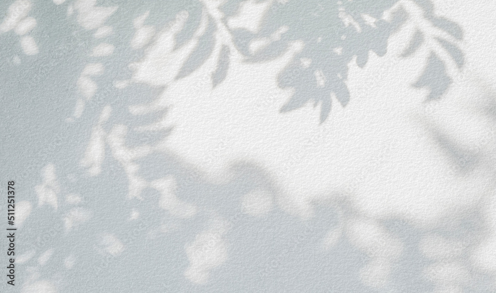 Obraz premium Abstract leaves shadow background, natural leaves tree branch on white concrete wall