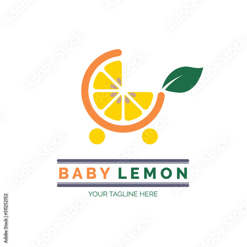 lemon baby stroller logo template design for brand or company and other