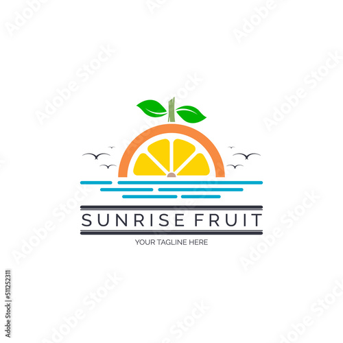 lemon sunrise fruit logo template design for brand or company and other