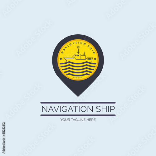 Navigation Ship pin point logo design template for brand or company and other
