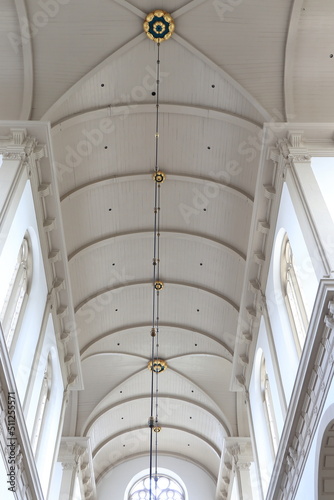 Westerkerk Church White Wooden Ceiling Close Up in Amsterdam  Netherlands