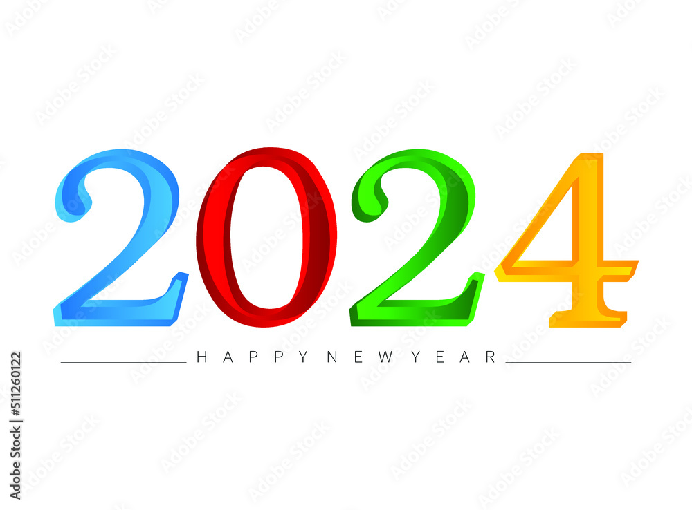 Happy new year 2024. Typography logo 2024 vision, 2024 New Year banner