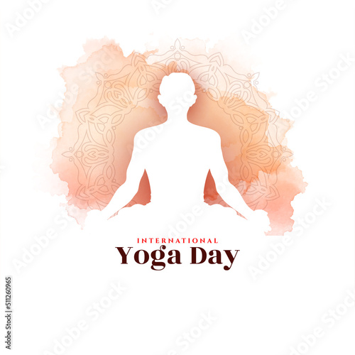 Soft watercolor International Yoga day background design