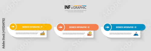 3 steps business infographics template vector.