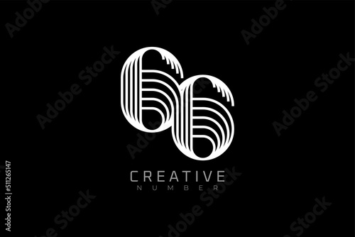 Number 66 Logo  modern and creative number 66 multi line style  usable for brand  anniversary and business logos  flat design logo template  vector illustration