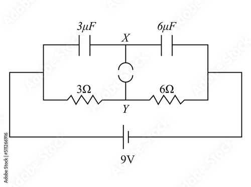 A circuit is connected with switch S open. When the switch is closed, the total amount of charge that flows from Y to X
