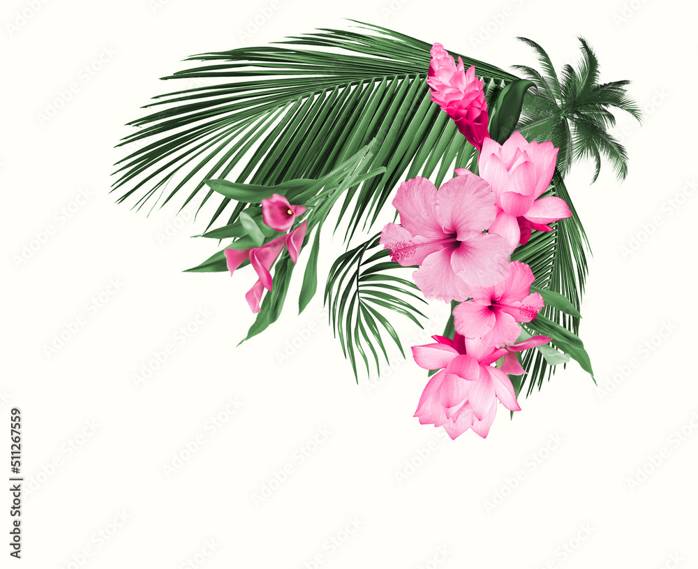 Obraz premium Summer Tropical print design on light base