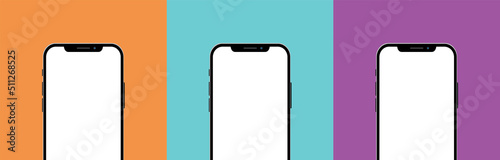 Notch Smartphone Blank Social Media Post Template  Set Presentation Promotion Shopping E-Commerce Display Showcase Business Office Isolated Modern Device