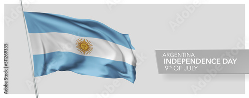 Argentina happy independence day greeting card, banner vector illustration