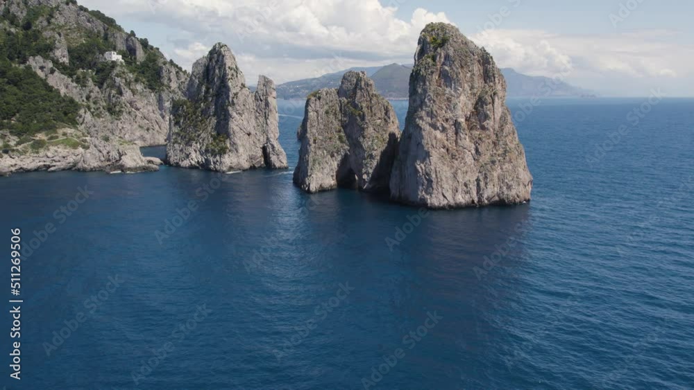 Aerial View Of Amazing Rock Formations In Gulf Of Naples, Italy. Aerial View Of Amazing Rock Formations In Gulf Of Naples, Italy.
