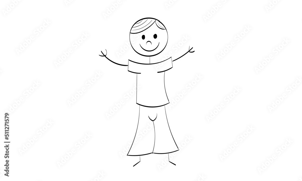 Funny hand drawn stick figure design for print or use as poster, card, flyer or T Shirt Funny hand drawn stick figure design for print or use as poster, card, flyer or T Shirt