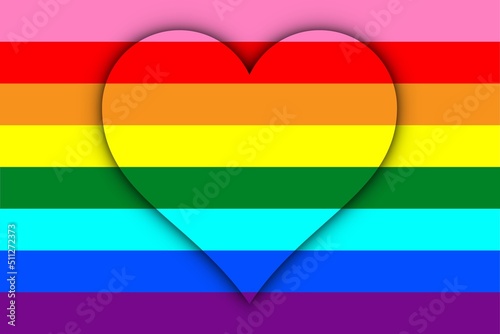 Bandera arcoíris de 8 colores con corazón