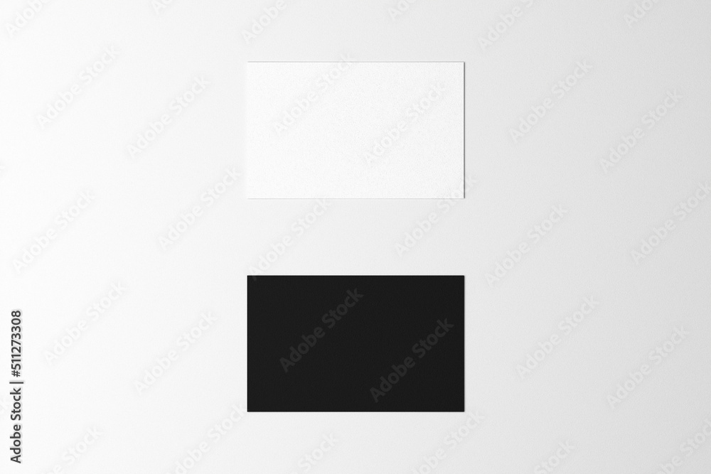 Fototapeta premium Horizontal Business Cards Mock-up on white background.Paper texture.3d illustration