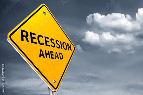Recession ahead - road sign warning